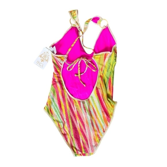 New!‎ Becca Awaken One Piece Swimsuit Sparkly Shimmer Stripes - Picture 7 of 8